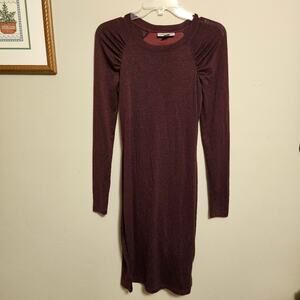 Motherhood Maternity Lined Long Sleeve Burgundy Dress Small